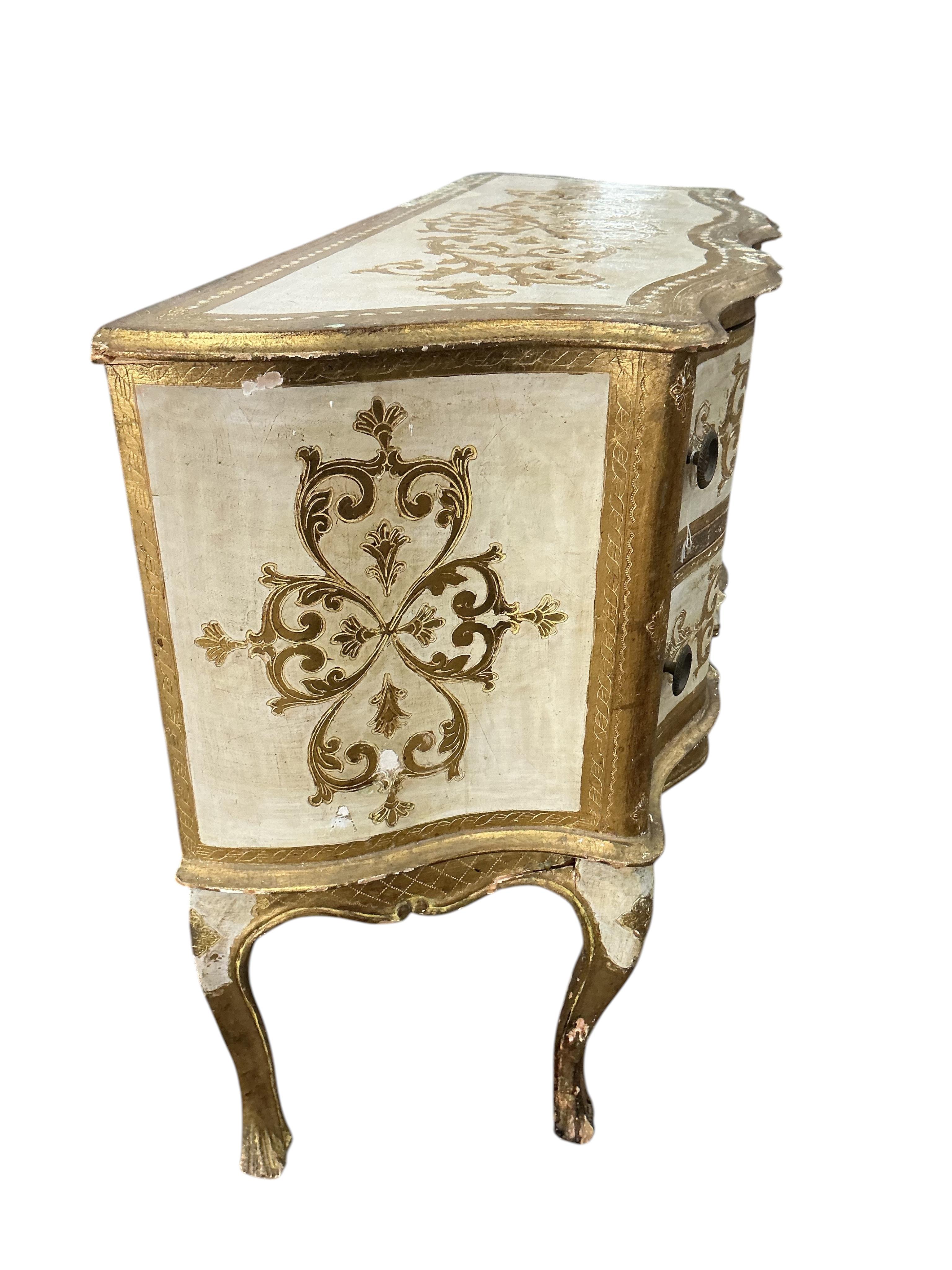 A mid 20th century Italian painted two drawer chest, width 100cm, depth 39cm, height 80cm